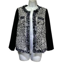 CHICO&#39;S Size 0 open jacket black Mixed Animal print long sleeve Cardigan - £19.49 GBP