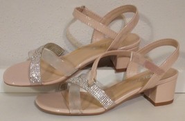 Camp2 by Soda Girls Rhinestone Crystal Evening Dress Sandal Shoes Beige Size 1 - £27.54 GBP