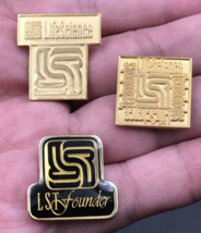 Lot of Three (3) Vintage LST Life Science Technologies Pin Gold &amp; Black ... - £7.32 GBP