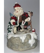Santa Claus Quilted Sweater Animated Squirrels Music Box Reindeer Feedin... - $20.29 CAD