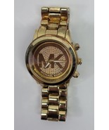 Michael Kors MK-5138 Mens Gold Tone  Wrist Watch Crystal Inlay Bezel MK ... - £37.95 GBP