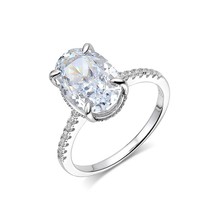 Classic 100% 925 Sterling Silver Oval High Carbon Diamond Gemstone Wedding Engag - £40.93 GBP
