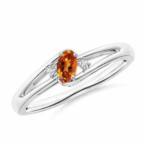 ANGARA 5x3mm Natural Citrine and Diamond Split Shank Ring in Sterling Silver - £148.22 GBP+