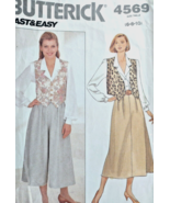 Vintage Sewing Pattern Butterick 4569 ©1990 Misses Blouse Vest Skirt Cul... - £3.01 GBP