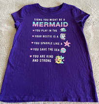 Childrens Place Girls Purple Pink Teal Mermaid Short Sleeve Shirt XL 14 - $7.35