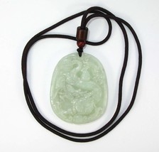 2&quot; China Certified Grade A Nature Hisui Jadeite Jade Lucky Dragon Necklace Penda - £46.92 GBP