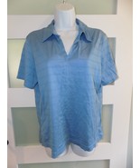 Greg Norman Blue Striped Golf Polo SS Shirt Size M Women&#39;s READ BELOW - $12.48 CAD