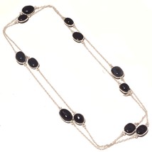 Black Onyx Handmade Gemstone Christmas Gift Necklace Jewelry 36&quot; SA 5505 - £6.22 GBP