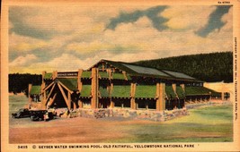 Linen POSTCARD-GEYSER Water Swimming POOL-OLD Faithful,Yellowstone Park Wo BK31 - £2.36 GBP