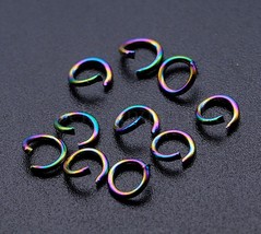 Jump Rings 10 Stainless Steel Ion Rainbow O Connectors 5mm Jewelry Craft Supply - £4.87 GBP