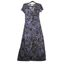 Los Angeles Gal Womens 8 Pullover Short Sleeve Dress Midi Black Purple S... - £13.06 GBP
