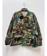 US MILITARY USGI COAT WOODLAND CAMO PATTERN COMBAT JACKET SHIRT - LARGE ... - $9.50