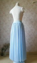 Light Blue Wedding Tulle Skirt High Waisted Full Long Tulle Skirt Plus Size image 3