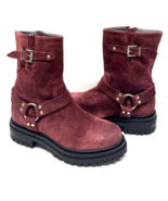 MIZ MOOZ SUEDE  BOOTS SIDE ZIP  BUCKLE 37EU/ 7US WINE Z-135 - $59.95