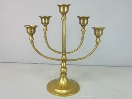 Vintage Decorative Five Candle Brass Candelabra E407 - £47.48 GBP