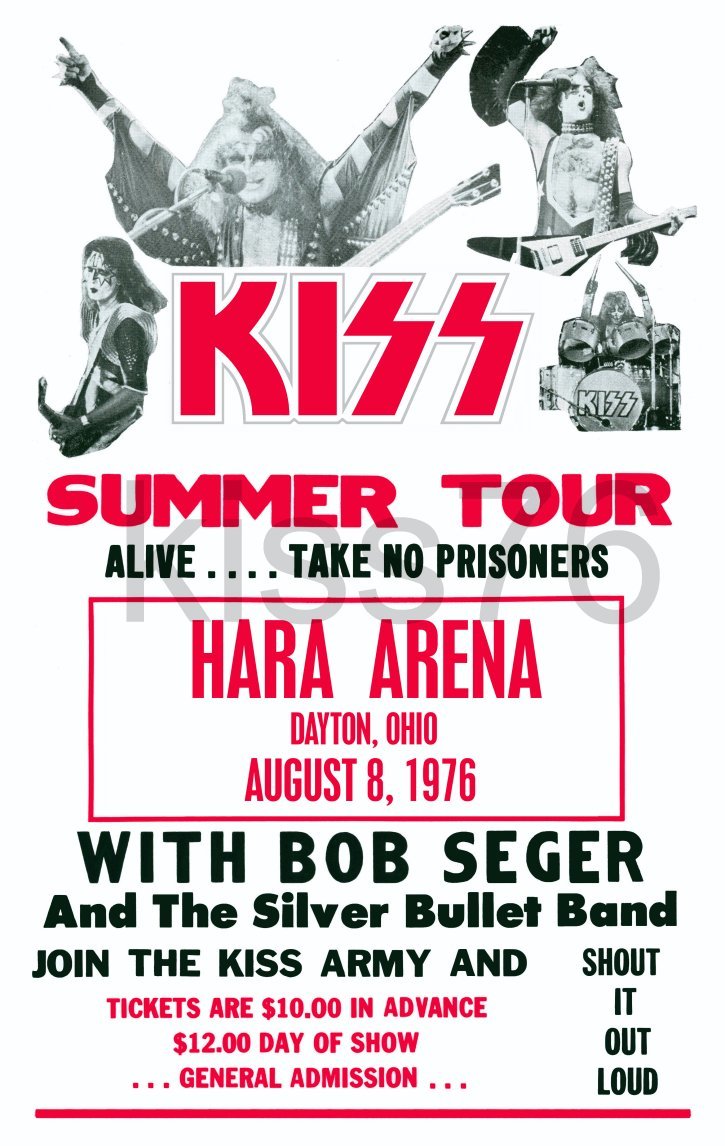 KISS Band 14 x 22 August 08,1976 Hara Arena Reproduction Concert Poster - $40.00