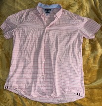Tommy Hilfiger Classic Fit Men&#39;s Shirt XL Short Sleeve Button Down Strip... - £9.45 GBP
