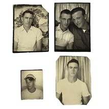 Vintage 1940&#39;s OOAK Photo Lot of 4 Handsome Young Men Military Gay Interest - £15.11 GBP