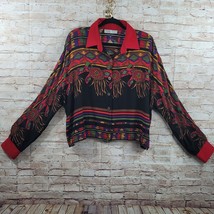 Vintage 90s A.C. Sport Womans Jacket 16W Multicolor Tribal Pattern Long ... - $14.95