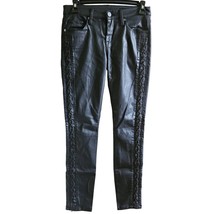 Black Coated Lace Up Leg Skinny Jeans Size 25 - £19.38 GBP