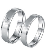 COI Tungsten Carbide King Queen Wedding Band Ring - TG4581  - £31.37 GBP
