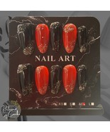Black and Red Medium Almond Press On Nails - Size Medium - $11.00