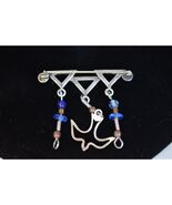 Vintage 925 Sterling Blue Glass Dove Dangle Brooch - $49.50