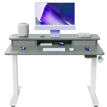 Height Adjustable Electric Standing Desk With Double Drawer, 48 X 24 Inch Stand  - £352.40 GBP