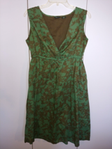Eddie Bauer Ladies Sleeveless Green Cotton DRESS-12-CROSS-OVER &quot;V&quot; FRONT-LINED - £11.16 GBP