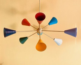 Huge size cone sputnik brass Chandelier 9 Multicolor Painted Arm Décor Lights - £168.59 GBP