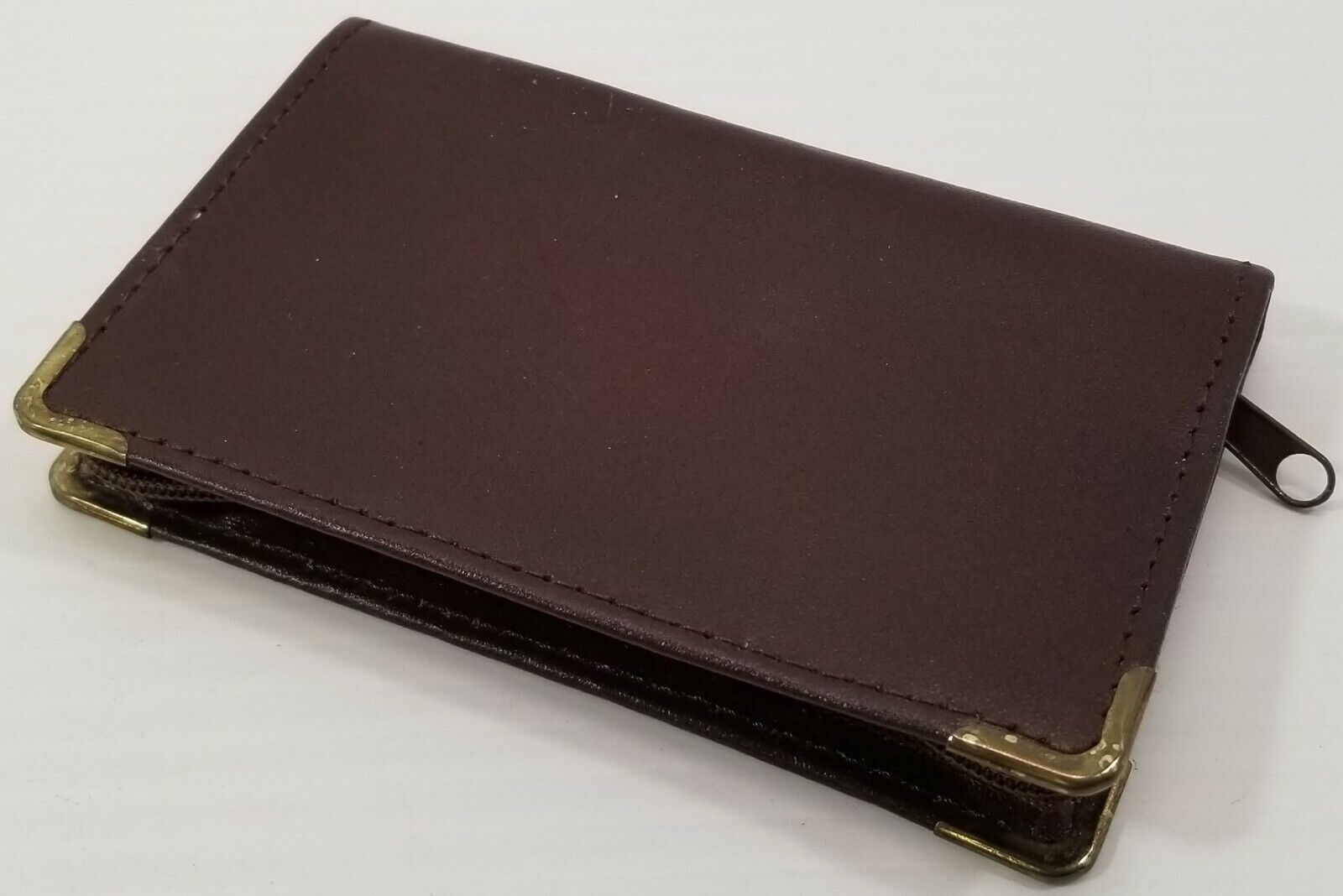 MI) Brown Faux Leather Zippered Credit Card Holder Wallet - $6.92