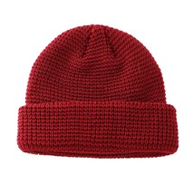 Rib Knit Hat Cap Cuffed Beanie Watch Hat Winter Knitted Cap For Men Women Red - £20.77 GBP