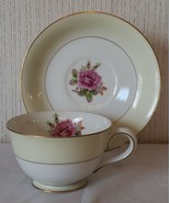 Fuji Teacup and Saucer Rosette Bone China Hand Painted Gold Trim Vintage... - $15.15