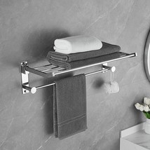 Foldable Towel Rack With Towel Bar In Stainless Steel Polished Chrome - £61.44 GBP