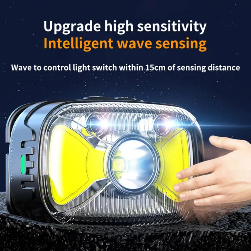 Outdoor Camping Camping Bright Led Headlight Red Light Charging Smart Sensor - £16.98 GBP