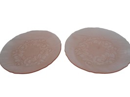 2 Vtg Pink Depression Glass dinner plates 10&quot;  Floral Rose Pattern Estat... - $518.96 MXN