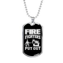 Firefighters Put Out Fire Necklace Stainless Steel or 18k Gold Dog Tag 24&quot; Chai - £38.13 GBP+