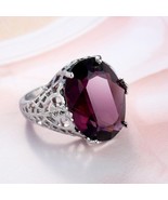 Lovely NEW 9.5 Carat Genuine Oval Amethyst Ring~Sterling Silver~Sz 10~Gi... - $36.91 CAD