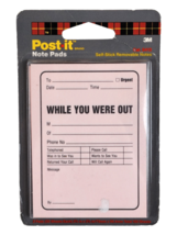 1989 Post-It Note Pads Self Stick Removeable While You Were Out Notes 2 Pads - £7.17 GBP
