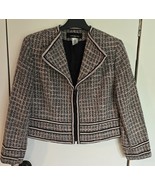 Womens Petites 12P Jones New York Pink &amp; Black 1/2 Zip Lined Jacket Blazer - $533.89 MXN
