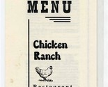 Chicken Ranch Restaurant Menu FM 306 Canyon Lake Texas  - £17.20 GBP