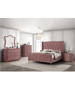 Salonia Queen Bed, Pink Velvet - $1,509.43 CAD