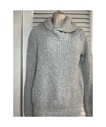 Express chunky button collar sweater S Gray heather Warm Outdoors Retro - $22.25 CAD