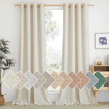 Natural Linen Curtains 84 Inch Long 2 Panels Set, Grommet Top Thick Linen Burlap - £36.76 GBP