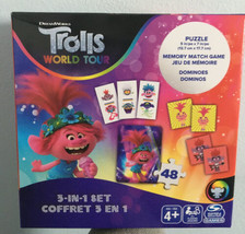 Trolls World Tour 3-in-1 Set. 48 Pcs. Puzzle, Memory Match Game &amp; Domino... - £5.02 GBP