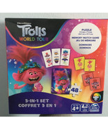 Trolls World Tour 3-in-1 Set. 48 Pcs. Puzzle, Memory Match Game &amp; Domino... - £5.03 GBP