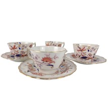 Antique Set 4 Booths England FRESIAN Tea Cups &amp; Saucers Cobalt Red Imari... - $43.54