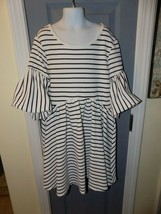 Sequin Hearts Striped White/Black Dress Size 12 Girl&#39;s EUC - £14.58 GBP