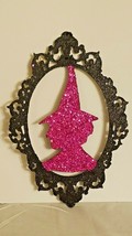 Halloween 15&quot; Hanging Glitter Witch in Frame Wall Decor - $12.99
