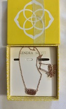 Kendra Scott Elisa Pendant Yellow Gold Plated Necklace for Women Rose Gold Drusy - $49.95